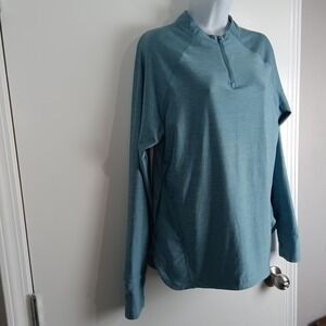 Baleaf Pullover Mens Large Blue Half Zip Long Sleeve‎ Thumbholes Athletic Top